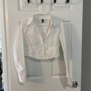 HM Crop Top Button-Up White Blouse